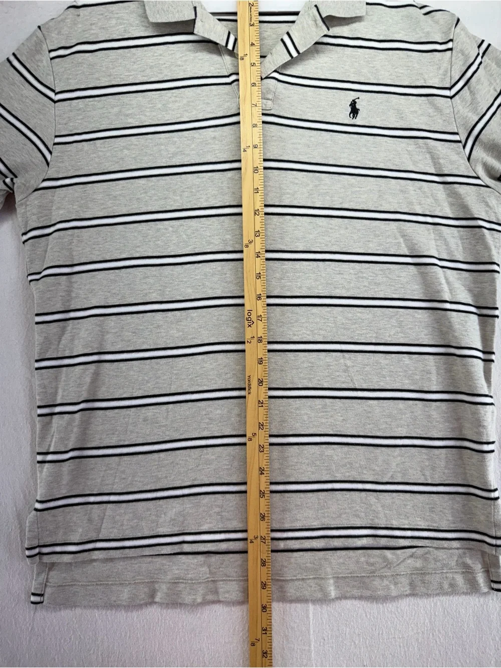 Polo by Ralph Lauren Cream Polo with Navy Stripes Men’s Large